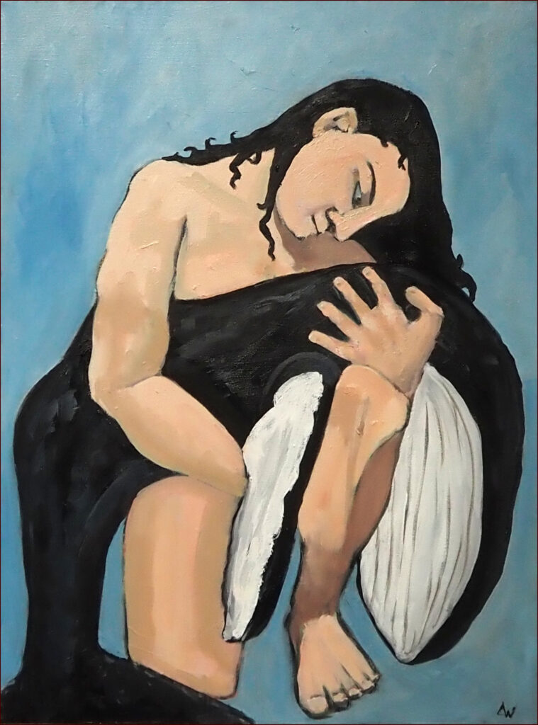23 'Pieta - Gaia & Dead Child', Lynne Wright, Oils, 55x61cm, Not Framed, $100
