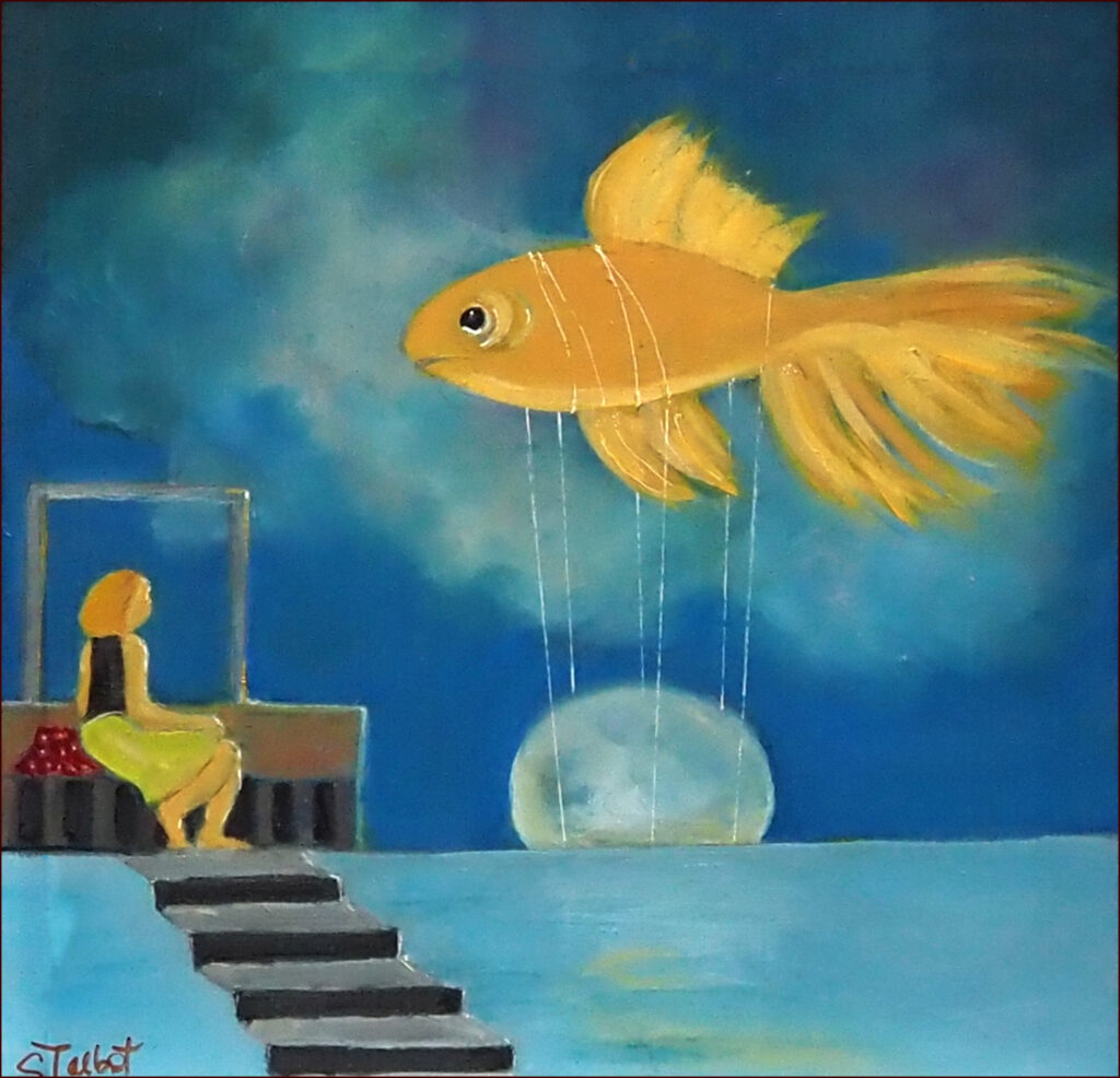 26 'Take Me with You', Sharyn Talbot, Oils, 30x30cm, Framed, $75