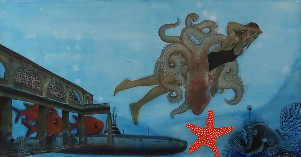 28 'Life at the Bottom', Noreen Eyears, Collage, 70x35cm, Not Framed, $200