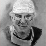 13 'Fred Hollows' - Sylvia Heterick, Charcoal, 50x61cm, Framed, $100