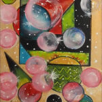 26 'Bubble Party' - Raija Jantti, Acrylic, 20x30cm, Framed, $60
