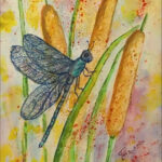 31 'Dragonfly' - Tarja Rantala, Watercolour, 20x25cm, Framed, $50