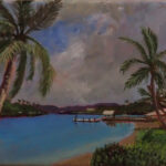 34 'Towards Nawi Island Fiji' - Evelyn Kerlin, Acrylic, 20x15cm, Not Framed, $50