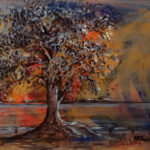 37 'Sunset' - Annie Radcliffe, Acrylic, 48x40cm, Framed, $120