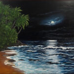 46 'Moonlit Beach' - Tony Edbrooke, Oils, 61x76cm, Not Framed, $280