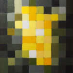 01 'Monochrome - Yellow - after Paul Klee' - Lynne Wright, Acrylic, 25x30cm, Not Framed, $150