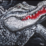 08 'Crocodylus' - John L Holmes, Acrylic, 50x40cm, Framed, $185
