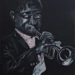 10 'Satchmo' - John L Holmes, Acrylic, 30x42cm, Framed, $150