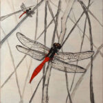 20 'Fiery Dragonflies' - Danielle Bain, Acrylic, 30x30cm, Not Framed, $70