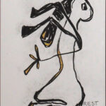 24 'Rest' - Georgie Usher, Charcoal & Coloured Pencil, 22x31cm, Framed, Not For Sale