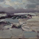 31 'Rough Seas' - Pam Maccoll, Oils, 30x25cm, Framed, $90