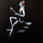 34 'Guitar Man' - Tony Edbrooke, Acrylic, 36x46cm, Not Framed, $135