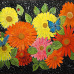 06 'Spring Flowers & Butterflies' - Tarja Rantala, Acrylic, 90x60cm, Not Framed, $150