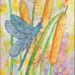 08 'Dragonfly' - Tarja Rantala, Watercolour, 20x25cm, Framed, $50