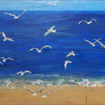 02 'Gulls' - Lynne Wright, Acrylic, 50x40cm, Framed, $150