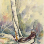 06 'Riding the Wave' - Sharyn Talbot, Watercolour, 25x38cm, Framed, $195