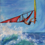 07 'Windsurfer' - Raija Jantti, Acrylic, 50x40cm, Not Framed, $80