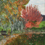 13 'Back Yard' - Gloria Martens, Oils, 40x40cm, Framed, $240