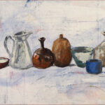 21 'Arrangement with Blue Pot #2' - Lynne Wright, Acrylic, 51x41cm, Not Framed, $150