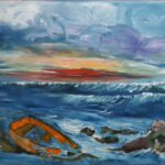 24 'Onthe Rocks' - Rosie Sheehan, Acrylic, 92x45cm, Not Framed, $120