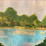 03 'Across the Water 3' - Lynne Wright, Acrylic, 20x15cm, Framed, $80