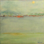 05 'Town in the Mist' - Sharyn Talbot, Acrylic, 30x30cm, Framed, $125