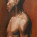 18 'African Gaze' - Sharyn Talbot, Oils, 25x36cm, Framed, $95