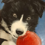 32 'Playful Puppy' - Raija Jantti, Acrylic, 15x20cm, Framed, $90