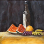04 'Fruit and Wine' - Ray Hackett, Oils, 54x44cm, Framed, $500