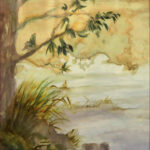 08 'Lakeside' - Jan Laing, Watercolour, 20x29cm, Framed, $95