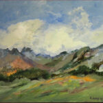 44 'Franschoek Mountains' - Eunice King, Oils, 30x30cm, Framed, $220
