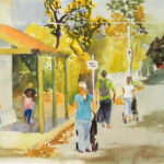 01 'Family Outing' - Danielle Bain, Watercolour, 21x15cm, Framed, $100