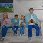 13 'The Family that Plays Together ..' - John L Holmes, Acrylic, 50x40cm, Framed, $130