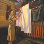 17 'Washing Day' - Evelyn Kerlin, Acrylic, 30x40cm, Framed, $150