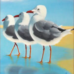 04 'Three Sea Gulls' - Christine Pugh, Oils, 30x40cm, Framed, $80