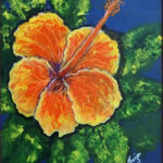 25 'Hibiscus' - Tarja Rantala, Acrylic, 30x40cm, Framed, $80