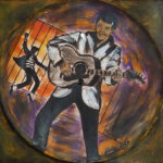 27 'Elvis Looking Back' - Raija Jantti, Acrylic, 30x30cm, Not Framed, $90
