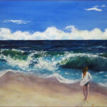 50 'Serenity' - Mary Jane, Turk Acrylic, 50x40cm, Framed, $150