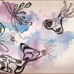 21 'Down Under Scene' - Georgie Usher, Ink & Acrylic, 15x20cm, Framed, $35