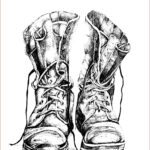 13 'Boots' - Sharyn Talbot, Ink, 26x30cm, Framed, $195