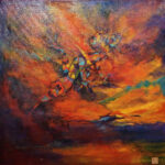 01 'Sunset Gecko Skies' - Margaret Baker-Lo, Acrylic, Canvas, 76x76cm, Not Framed, $200