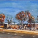 04 'Olary - Barrier Hwy SA' - John L Holmes, Ink & Gouache, Paper, 23x14cm, Framed, $125