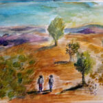 16 'Outback Walk' - Raija Jantti, Watercolour, 24x19cm, Framed, $80