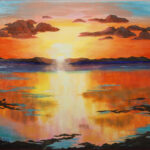 23 'Sunset Reflected' - Danielle Bain, Acrylic, Canvas, 61x50cm, Not Framed, $180