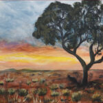 01 'Outback Sunset' - Raija Jantti, Acrylic, Canvas, 50x40cm, Framed, $100