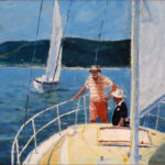 06 'A Day Sailing' - Sylvia Heterick, Acrylic, Board, 38x20cm, Framed, $275