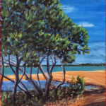 17 'View from King Island' - Evelyn Kerlin, Gouache, Paper, 17x22cm, Framed, $100