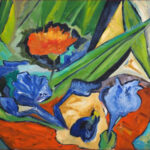 25 'A few Iris' - Louise Harrison, Oils, Canvas, 60x50cm, Not Framed, $250
