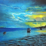 06 'Rainclouds' - Sharyn Talbot, Acrylic, Canvas, 30x30cm, Framed, $95