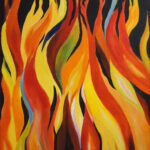 01 'Dancing Flames' - Danielle Bain, Acrylic, Canvas, 49x59cm, Not Framed, $90